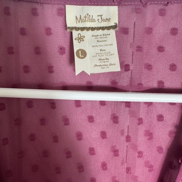 Matilda Jane Purple Relaxed 3/4 Sleeve Tie Front Blouse - Picture 3 of 4